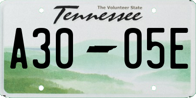 TN license plate A3005E