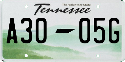 TN license plate A3005G