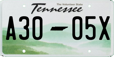TN license plate A3005X