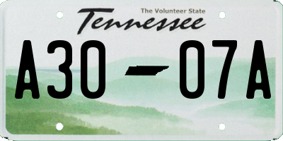 TN license plate A3007A