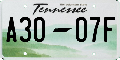 TN license plate A3007F