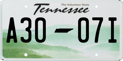 TN license plate A3007I