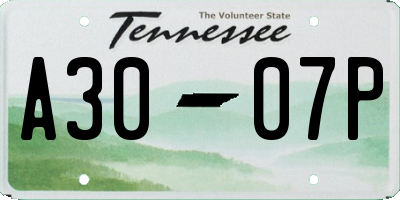 TN license plate A3007P