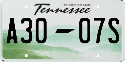 TN license plate A3007S