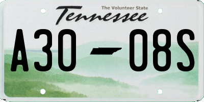 TN license plate A3008S