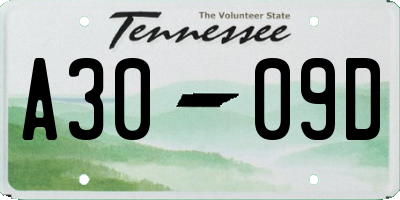TN license plate A3009D