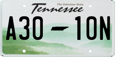 TN license plate A3010N