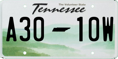 TN license plate A3010W