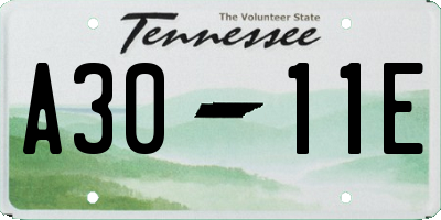 TN license plate A3011E