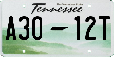 TN license plate A3012T