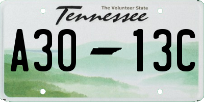 TN license plate A3013C