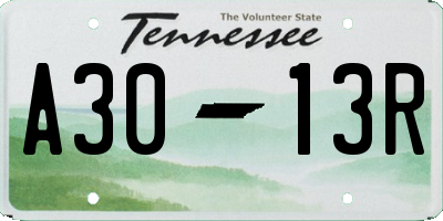 TN license plate A3013R