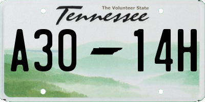 TN license plate A3014H