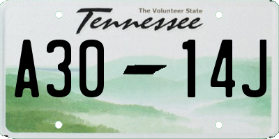 TN license plate A3014J