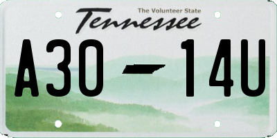 TN license plate A3014U