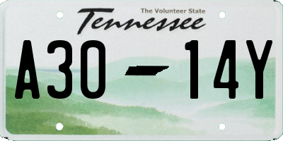 TN license plate A3014Y