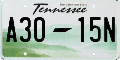 TN license plate A3015N