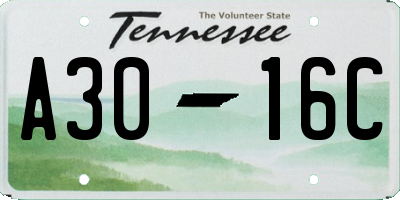 TN license plate A3016C