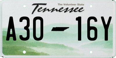TN license plate A3016Y