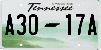 TN license plate A3017A