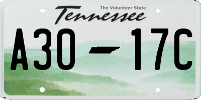 TN license plate A3017C