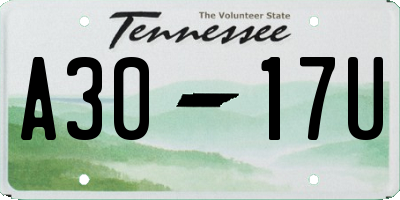 TN license plate A3017U