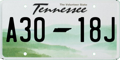 TN license plate A3018J