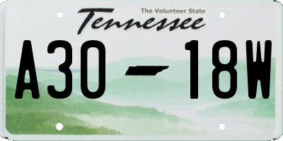 TN license plate A3018W