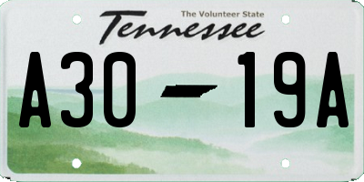 TN license plate A3019A