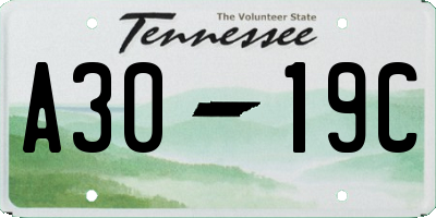 TN license plate A3019C