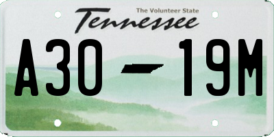 TN license plate A3019M