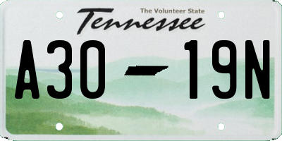 TN license plate A3019N