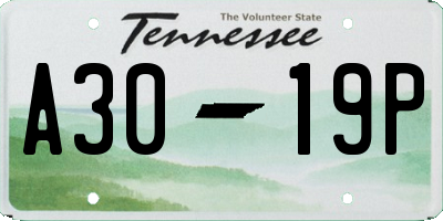 TN license plate A3019P