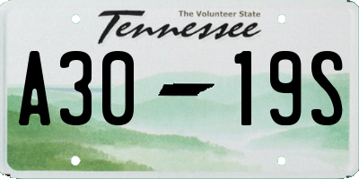 TN license plate A3019S