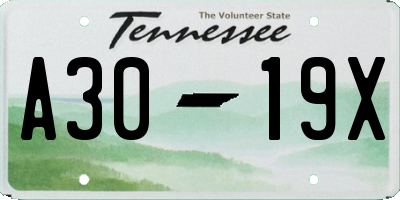 TN license plate A3019X