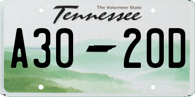 TN license plate A3020D