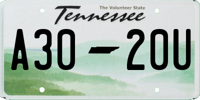 TN license plate A3020U
