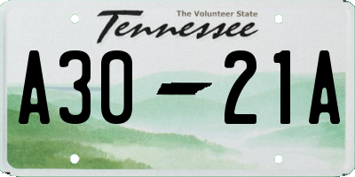 TN license plate A3021A