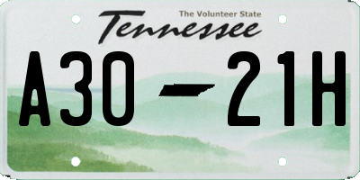 TN license plate A3021H