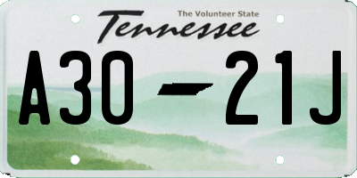 TN license plate A3021J