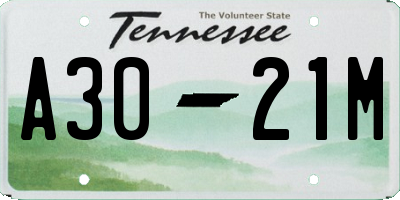 TN license plate A3021M