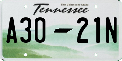 TN license plate A3021N