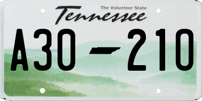TN license plate A3021O