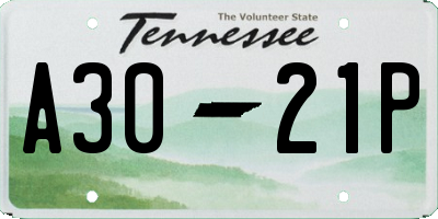 TN license plate A3021P
