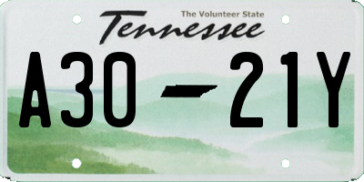 TN license plate A3021Y