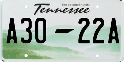 TN license plate A3022A