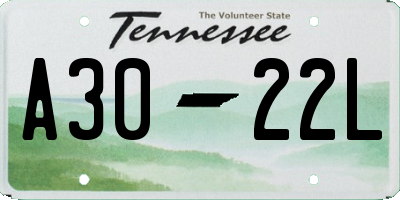 TN license plate A3022L