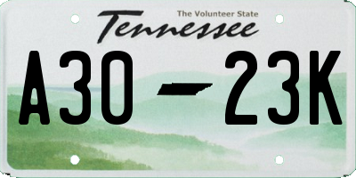 TN license plate A3023K