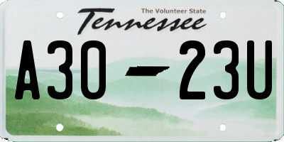 TN license plate A3023U