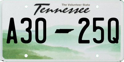 TN license plate A3025Q